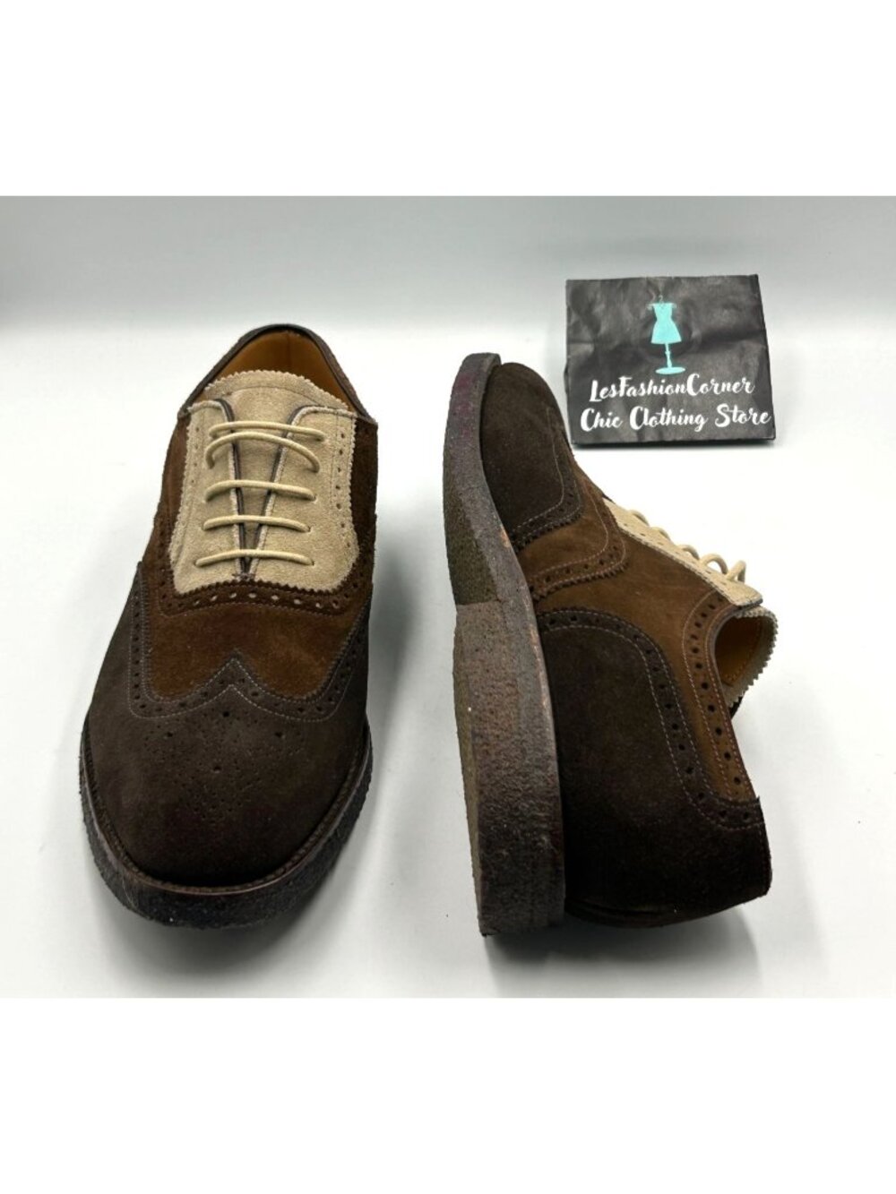 Peal & Co. For Brooks Brothers Men Brown Suede Wingtip Oxford Shoes Sz 11D 3268 - Picture 11 of 16
